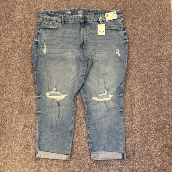 a.n.a Women's Boyfriend Jeans Plus Size 22 W Blue Mid Rise Distressed NWT $59 - Picture 5 of 16